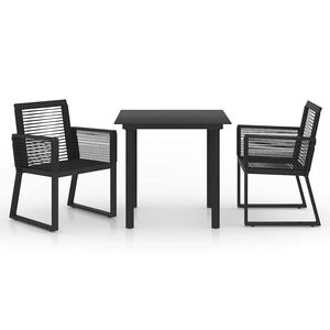 vidaXL Juego de comedor de jard&iacute;n 3 piezas rat&aacute;n PVC negro