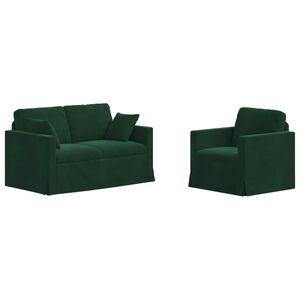 vidaXL Juego de Sof&aacute; 2 pcs Verde oscuro 138 x 78 x 80 cm Terciopelo