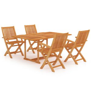 vidaXL Conjunto de comedor de jard&iacute;n 5 piezas madera maciza de teca