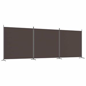 vidaXL Biombo divisor de 3 paneles de tela marr&oacute;n 525x180 cm