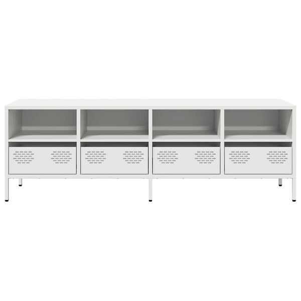 vidaXL Mueble para TV acero laminado en fr&iacute;o blanco 135x39x43,5 cm