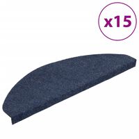 vidaXL Alfombrilla autoadhesiva de escalera 15 uds azul 65x22,5x3,5 cm