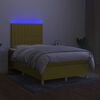 vidaXL Cama box spring con colch&oacute;n y LED tela verde 120x200 cm