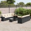 vidaXL Conjunto de sof&aacute; de jard&iacute;n 11 pcs Negro y crema rat&aacute;n sint&eacute;tico