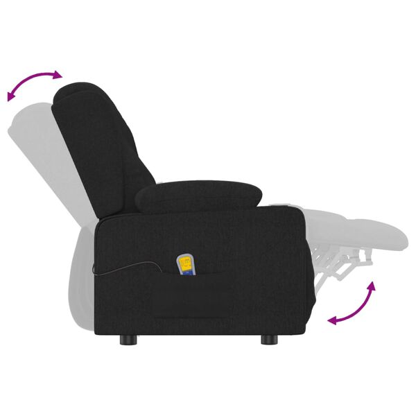 vidaXL Sill&oacute;n de masaje reclinable 4 plazas con portavasos tela negro