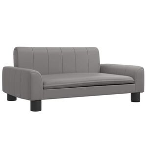vidaXL Cama para perros de cuero sint&eacute;tico gris 70x45x30 cm
