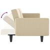 vidaXL Sof&aacute; cama con portavasos tela crema