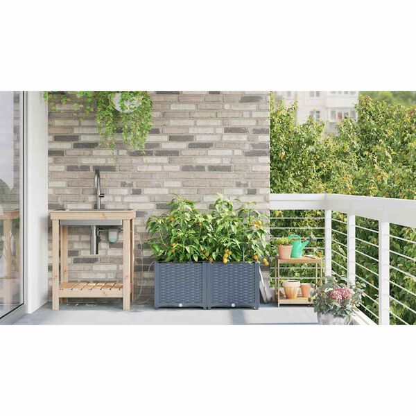 vidaXL Macetero de Jard&iacute;n 2 pcs Gris Claro Acero