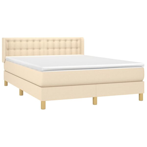 vidaXL Cama box spring con colch&oacute;n tela color crema 140x200 cm