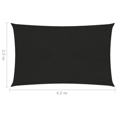 vidaXL Toldo de vela negro HDPE 160 g/m² 2,5x4,5 m