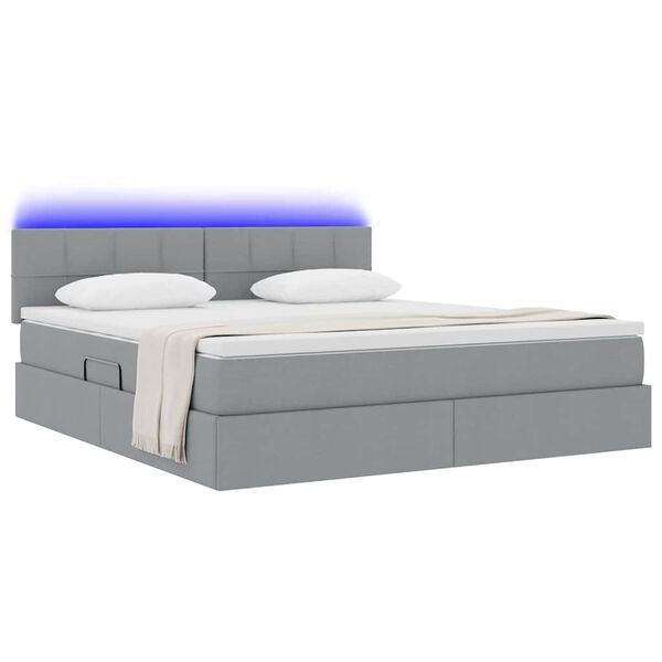 vidaXL Cama con almacenamiento y LED Gris Claro 160 x 200 cm tela