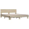 vidaXL Estructura cama madera ingenier&iacute;a metal roble Sonoma 200x200 cm