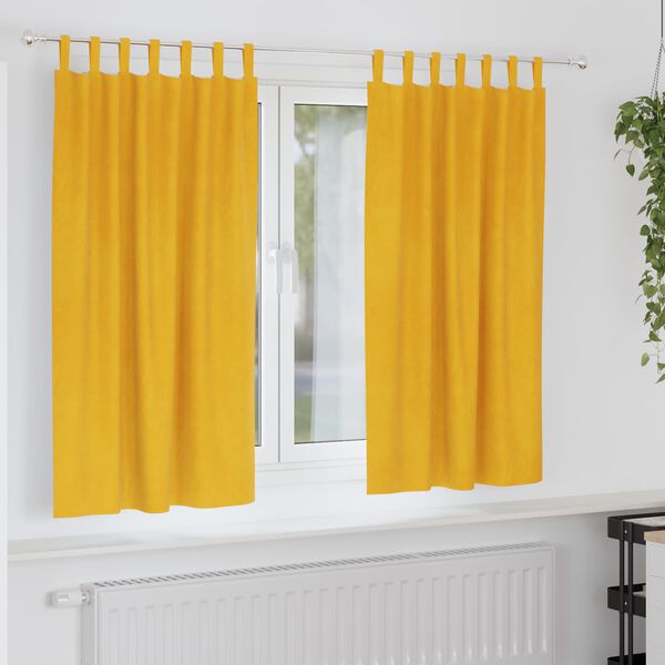 vidaXL Cortinas opacas 2 pcs Amarillo Mostaza 140 x 175 cm Terciopelo