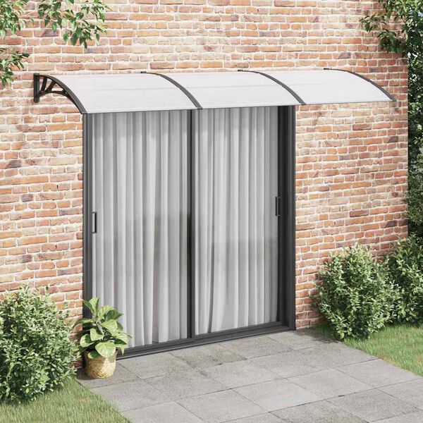 vidaXL Marquesina de puerta policarbonato negro 300x100 cm