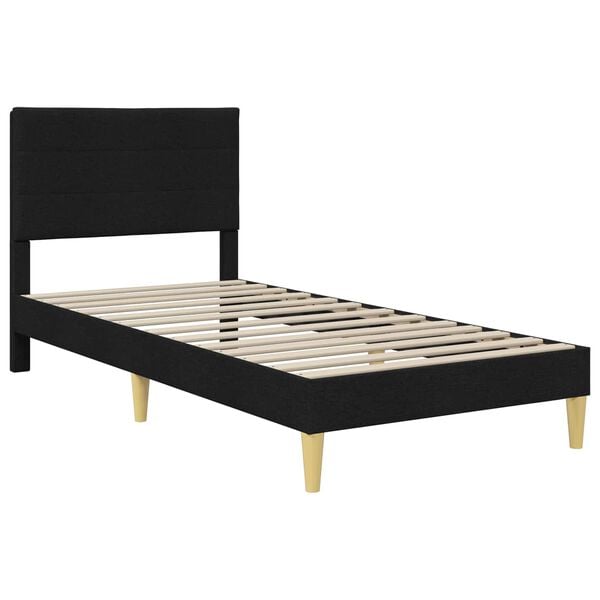 vidaXL Estructura de cama con cabecera Negro 90 x 190 cm tela