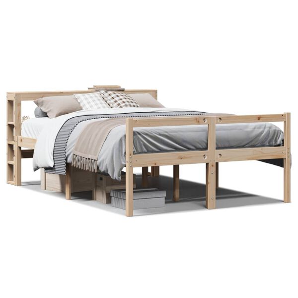 vidaXL Cama para personas mayores con cabecero madera maciza 140x200cm