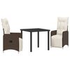 vidaXL Conjunto de Comedor de Jard&iacute;n 3 uds. Marr&oacute;n rat&aacute;n sint&eacute;tico