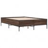 vidaXL Estructura cama madera ingenier&iacute;a metal marr&oacute;n roble 120x190 cm