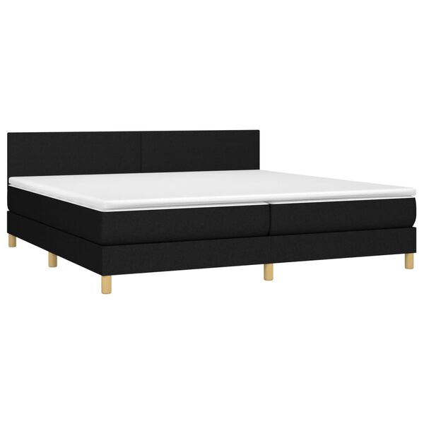vidaXL Cama box spring con colch&oacute;n tela negro 200x200 cm
