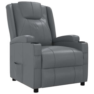 vidaXL Sill&oacute;n reclinable de cuero sint&eacute;tico gris