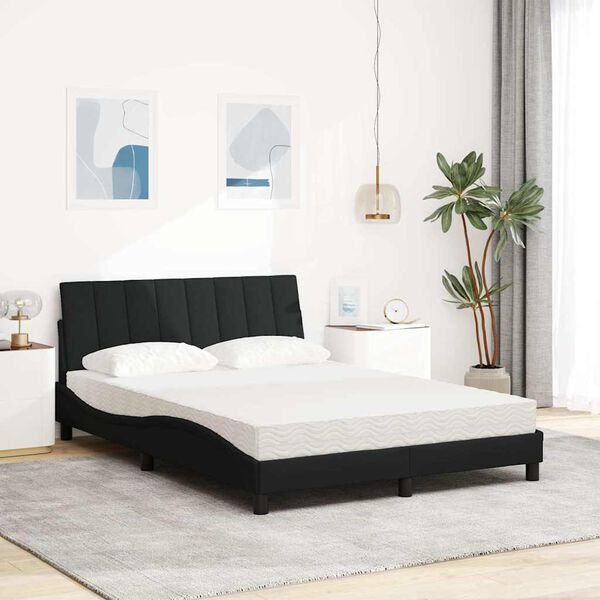 vidaXL Cama con colchón Hanko tela negro 140x190 cm