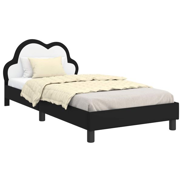 vidaXL Estructura de cama con cabecera Negro 90 x 190 cm PU
