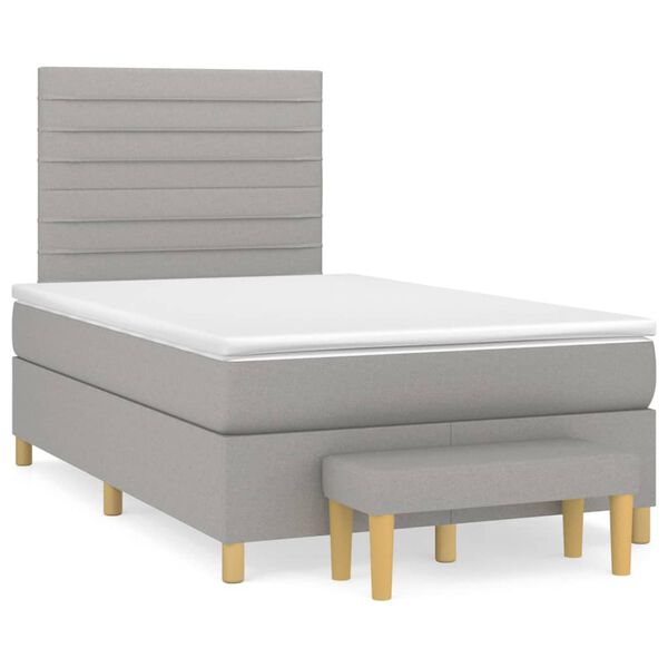 vidaXL Cama box spring con colch&oacute;n tela gris claro 120x200 cm
