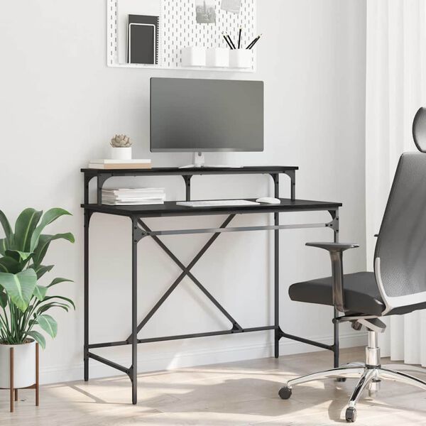 vidaXL Escritorio Roble Negro 100 x 50 x 90 cm Madera contrachapada