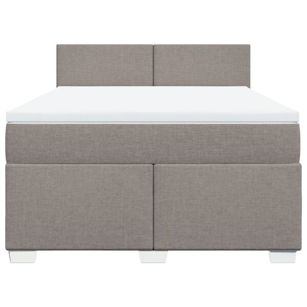 vidaXL Cama box spring con colch&oacute;n tela gris taupe 160x200 cm