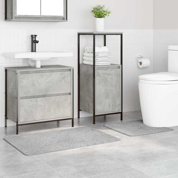 vidaXL Conjunto de alfombra de ba&ntilde;o antideslizante 2 pcs Gris PP