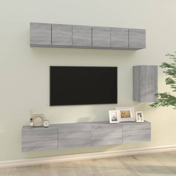 vidaXL Set de muebles para TV 6 pzas madera contrachapada gris Sonoma