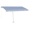 vidaXL Toldo manual retr&aacute;ctil con luz LED azul y blanco 450x350 cm