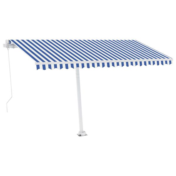 vidaXL Toldo manual retr&aacute;ctil con luz LED azul y blanco 450x350 cm