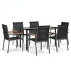 vidaXL Juego de comedor para jard&iacute;n 7 piezas acero y textilene negro