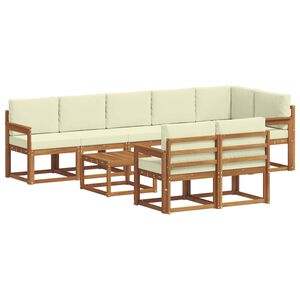 vidaXL Conjunto de sof&aacute;s de exterior con coj&iacute;n 9 pcs Natural y Crema