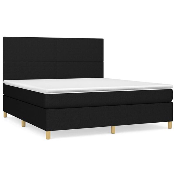 vidaXL Cama box spring con colch&oacute;n tela negro 180x200 cm