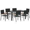 vidaXL Conjunto de Comedor de Jard&iacute;n 7 uds. Negro rat&aacute;n sint&eacute;tico