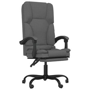vidaXL Sill&oacute;n de oficina reclinable con masaje, tapizado en tela gris oscuro