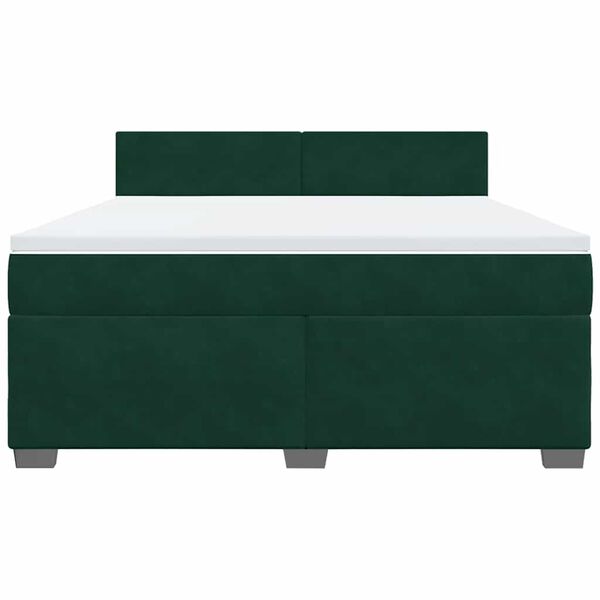 vidaXL Cama box spring con colch&oacute;n terciopelo verde oscuro 180x200 cm