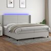 vidaXL Cama box spring con colch&oacute;n tela y LED gris claro 200x200 cm