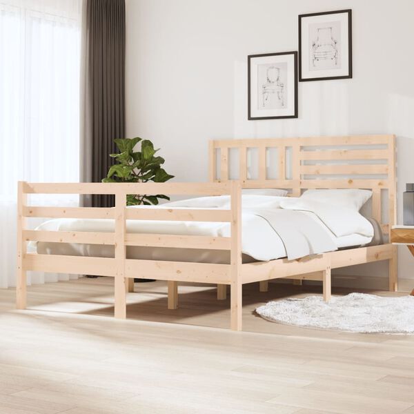 vidaXL Estructura de cama doble peque&ntilde;a de madera maciza 120x190 cm