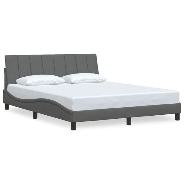 vidaXL Estructura de cama sin colch&oacute;n Hanko de tela gris oscuro 160x200 cm