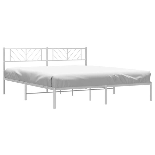 vidaXL Estructura cama sin colch&oacute;n con cabecero metal blanco 193x203cm