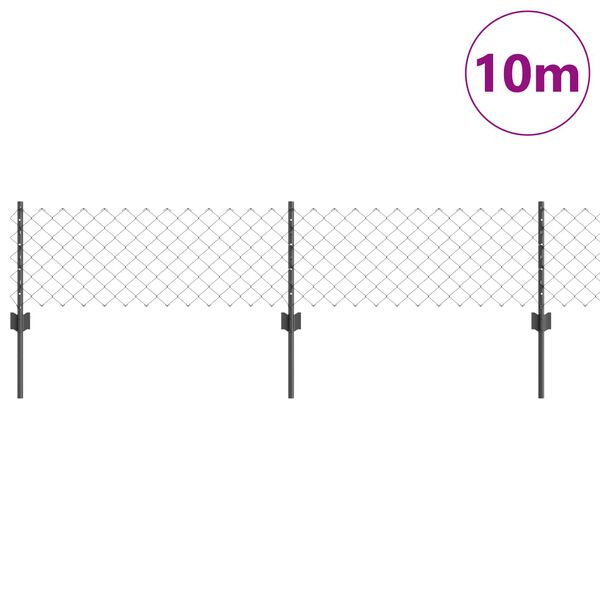 vidaXL Valla con Poste Gris 0,4 x 10 m Acero y PVC