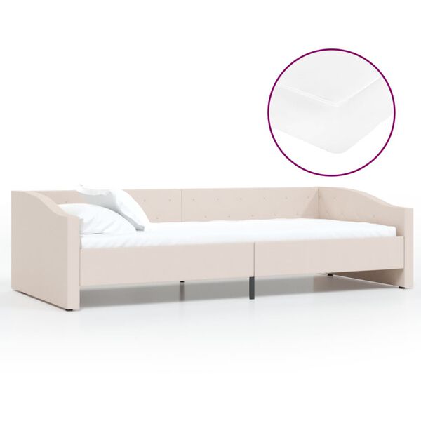 vidaXL Sofá cama con colchón USB de tela crema 90x200 cm