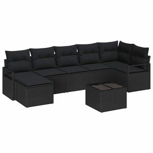 vidaXL Juego de Sof&aacute; 8 uds. Negro rat&aacute;n sint&eacute;tico