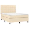 vidaXL Cama box spring colch&oacute;n y luces LED tela crema 140x200 cm