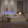 vidaXL Cama con tira de luces LED con cabecera Crema 180 x 200 cm tela