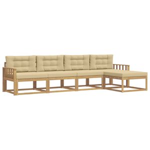 vidaXL Conjunto de sof&aacute;s de exterior con coj&iacute;n 4 pcs y Beige Poli&eacute;ster