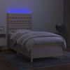 vidaXL Cama box spring colch&oacute;n y luces LED tela color crema 90x190 cm